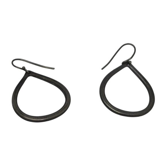 Metal Tear Drop Dangle Earrings 1" Inch Silver Tone - Picture 1 of 3